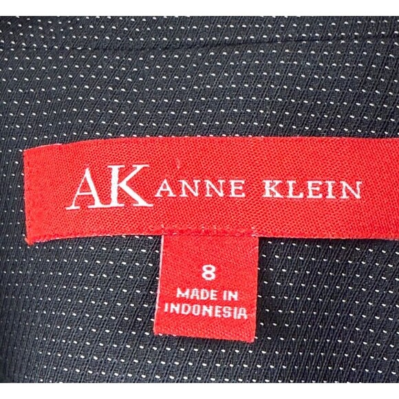 Anne Klein Vintage Y2K Black Blazer 8 Mini Dot Preppy Classic Power Suit Jacket - Picture 2 of 5